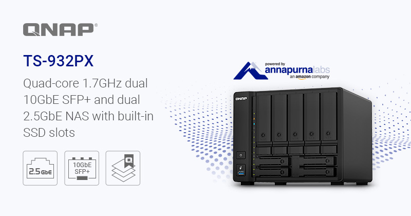 QNAP presenta el NAS TS-932PX de cuatro núcleos y 9 bahías con dos puertos SFP+ 10GbE y 2,5GbE con bahías de caché SSD dedicadas.