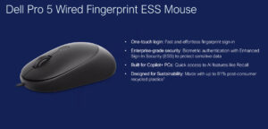 Dell Pro 5 Wired Fingerprint ESS Mouse.