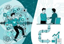 El nuevo viaje del comprador B2B: Del clic accidental a la intención de compra Ilustración sobre la diferencia entre métricas de vanidad en marketing digital y el flujo de ventas real en el sector IT B2B