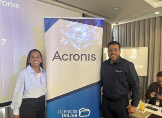 Licencias OnLine fortalece su propuesta de ciberseguridad junto a Acronis Diana Fernández, Product Manager Regional de Acronis en Licencias OnLine; y Arturo Madero, Cloud Service Advisor para América LAtina y el Caribe en Acronis.
